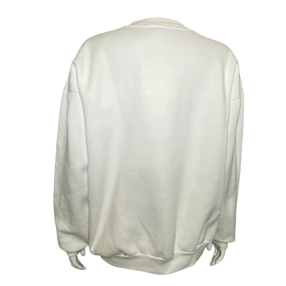 Vintage Merry Christmas Sweatshirt Womens Size XL White Crew Neck Made in USA - Picture 3 of 8